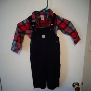 Carhartt Overalls And Flannel Shirt